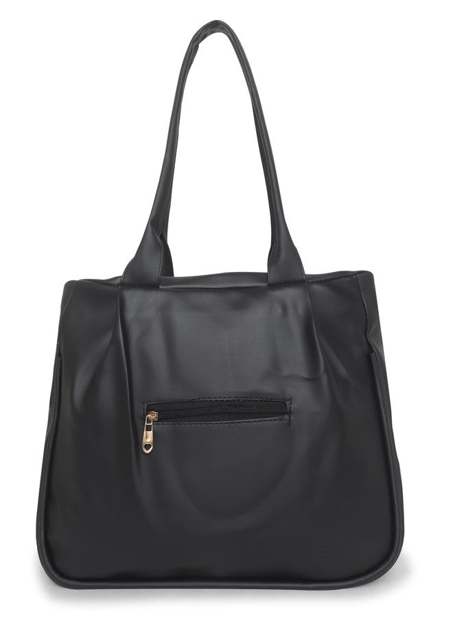 Purse Pulse Women Fashion Handbag Purses Stylish Ladies Women and Girls Handbag for Office Bag Ladies Travel Shoulder Bag Tote for College Girls (Black) - Image 4